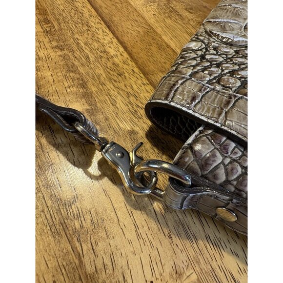 BRAHMIN Melbourne Collection Crocodile Embossed Leather Brown Beige Designer - Picture 10 of 11